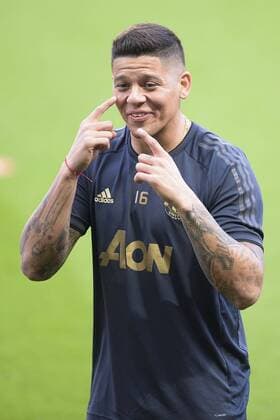 Entrainement des joueurs de Manchester United ManU Marcos Rojo (Man Utd) FOOTBALL : Entrainement Manchester Utd - UEFA Champions league - J-1 - Paris - 05 03 2019 JBAutissier Panoramic 