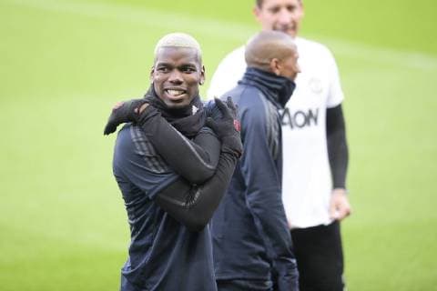 Entrainement des joueurs de Manchester United ManU Paul Pogba (Man Utd) FOOTBALL : Entrainement Manchester Utd - UEFA Champions league - J-1 - Paris - 05 03 2019 JBAutissier Panoramic 