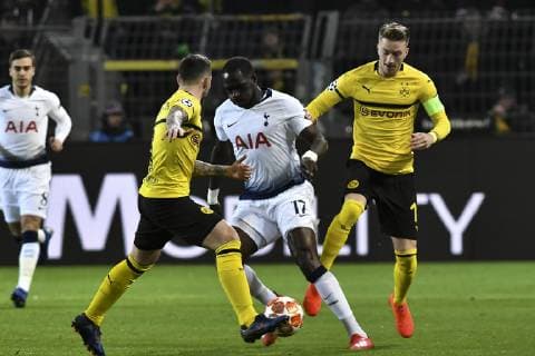 GER CL Borussia Dortmund vs Tottenham Hotspur 05 03 2019 Signal Iduna Park Dortmund GER CL Borussia Dortmund vs Tottenham Hotspur DFL regulations prohibit any use of photographs as image sequences and or quasi video in picture v left in duel Moussa Sissoko 17 Tottenham Hotspur Marco Reus 11 Borussia Dortmund nph Mauelshagen nph00321