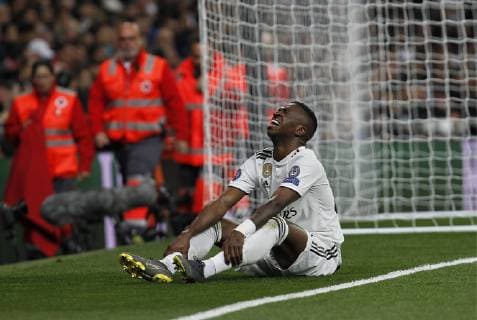 Soccer match between Real Madrid vs Ajax of the Champions League 2018 2019 held at the Santiago Bernabeu stadium in Madrid Photo Jose Cuesta 261 Cordon Press Vinicius Jr is injured Cordon Press  xJosexLuisxCuestax xx