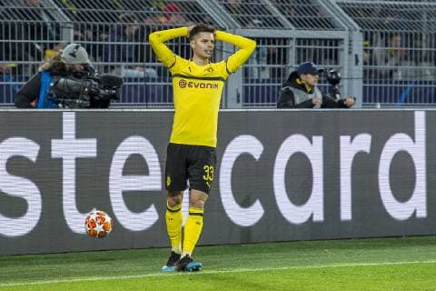 Football UEFA Champions League CL Season 2018 2019 Round of sixteen return Borussia Dortmund Tottenham Hotspurs in Dortmund North Rhine-Westphalia Dortmund Julian Weigl gets angry UEFA REGULATIONS PROHIBIT ANY USE OF PHOTOGRAPHS AS IMAGE SEQUENCES AND OR QUASI VIDEO Copyright: xKirchner DavidxInderliedx