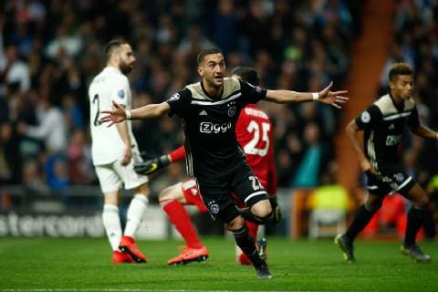 March 5, 2019 - Madrid, MADRID, SPAIN - Benjamin Van Leer of Ajax celebrates a goal during the UEFA Champions League football match played between Real Madrid and Ajax at Santiago Bernabeu Stadium, Madrid, Spain, on March 5, 2019. Soccer: Champions League - Real Madrid v Ajax - ZUMAa181 20190305_zaa_a181_040 Copyright: xAFP7x
