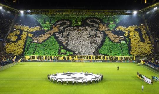 Dortmund 05 03 2019 fans with Henkelpott choreography Borussia Dortmund Tottenham Hotspur