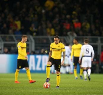 05 03 2019 Football UEFA Champions League 2018 2019 Round of 16 Borussia Dortmund Tottenham Hotspur in the Signal Iduna Park Dortmund Paco Alcacer mi Dortmund disappointed DFL and DFB regulations prohibit any use of photographs as image sequences and or quasi video