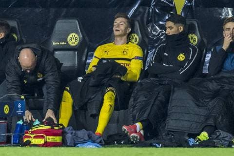 Football UEFA Champions League CL Season 2018 2019 Round of sixteen return Borussia Dortmund Tottenham Hotspurs in Dortmund North Rhine-Westphalia Dortmund Marco Reus sits on the bench UEFA REGULATIONS PROHIBIT ANY USE OF PHOTOGRAPHS AS IMAGE SEQUENCES AND OR QUASI VIDEO Copyright: xKirchner DavidxInderliedx