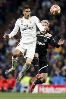 Real Madrid x Ajax MADRID, MA - 05.03.2019: REAL MADRID X AJAX - Varane during a match between Real Madrid and Ajax, valid for the Champions League, held at the Santiago Bernabeu Stadium in Madrid, Ma. The game is valid for the Eighth Finals. (Photo: Marco Galvão Fotoarena) x1693321x  MarcoxGalvão