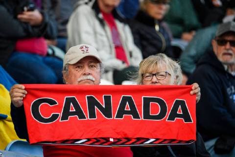 190306 Fans of Canada ahead the Algarve Cup 2019 match between Canada and Sweden on March 6 2019 in Almancil Photo Ludvig Thunman BILDBYRAN kod LT 35616,  Copyright: LUDVIGxTHUNMAN BB190306LT007