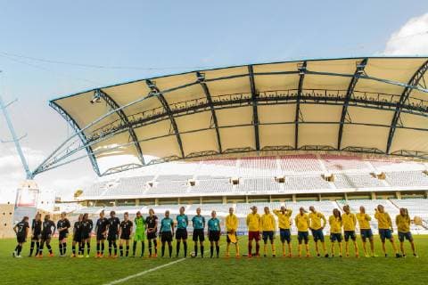 190306 Lineup ahead of the Algarve Cup 2019 match between Canada and Sweden on March 6 2019 in Almancil Photo Ludvig Thunman BILDBYRAN kod LT 35616,  Copyright: LUDVIGxTHUNMAN BB190306LT008
