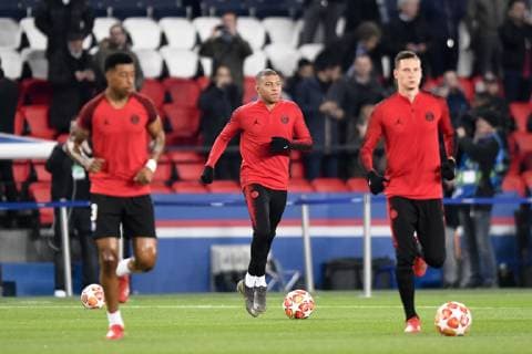 ECHAUFFEMENT - 07 KYLIAN MBAPPE (PSG) FOOTBALL : Paris SG vs Manchester United ManU - Ligue des Champions - 06 03 2019 AnthonyBIBARD FEP Panoramic 