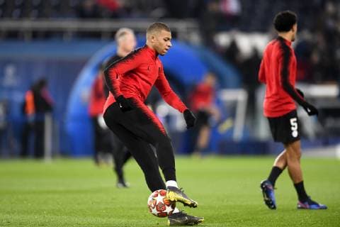 ECHAUFFEMENT - 07 KYLIAN MBAPPE (PSG) FOOTBALL : Paris SG vs Manchester United ManU - Ligue des Champions - 06 03 2019 AnthonyBIBARD FEP Panoramic 