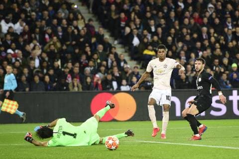 Marcus Rashford (Man Utd) vs BUFFON Gianluigi (PSG) FOOTBALL : PSG vs Manchester Utd - UEFA Champions league - Paris - 06 03 2019 JBAutissier Panoramic 