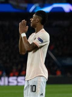 Paris Saint-Germain v Manchester United ManU UEFA Champions League Marcus Rashford of Manchester United has a look of dejection after missing an opportunity during the UEFA Champions League match at Parc des Princes, Paris Content Not Available For UK Newspapers Copyright: xRussellxHartx FIL-12959-0027