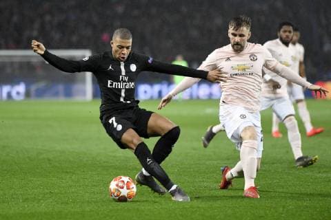 07 KYLIAN MBAPPE (PSG) - 23 LUKE SHAW (MAN) FOOTBALL : Paris SG vs Manchester United ManU - Ligue des Champions - 06 03 2019 AnthonyBIBARD FEP Panoramic 
