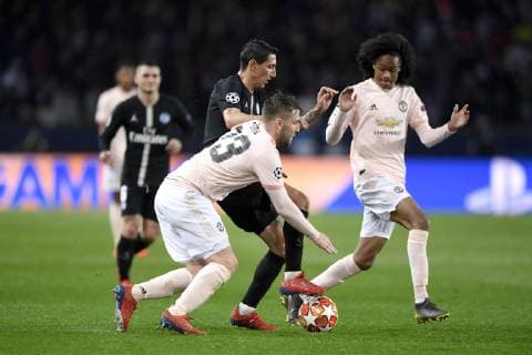 11 ANGEL DI MARIA (PSG) - 23 LUKE SHAW (MAN) FOOTBALL : Paris SG vs Manchester United ManU - Ligue des Champions - 06 03 2019 AnthonyBIBARD FEP Panoramic 