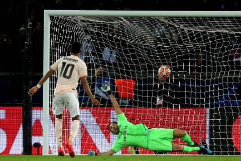 Paris France 06 03 2019 UEFA Champions League 2018 19 Season Round of 16 2nd leg Round of 16th round Paris Saint Germain Manchester United Marcus Rashford MNU with the goal to 1 3 against goalkeeper Gianluigi Buffon PSG DeFodi541