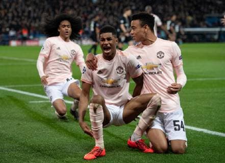 Paris Saint-Germain v Manchester United ManU UEFA Champions League Marcus Rashford of Manchester United celebrates after scoring his team s 3rd goal to make it 3-1 during the UEFA Champions League match at Parc des Princes, Paris Content Not Available For UK Newspapers Copyright: xRussellxHartx FIL-12959-0033