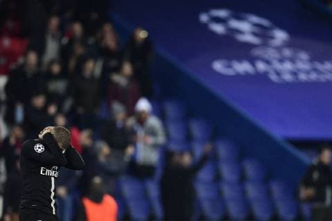 deception des joueurs du PSG MBAPPE Kylian (PSG) FOOTBALL : PSG vs Manchester Utd - UEFA Champions league - Paris - 06 03 2019 JBAutissier Panoramic 