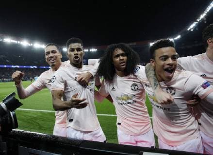 Manchester United ManU s Marcus Rashford celebrates scoring his sides third goal during the UEFA Champions League Round of Sixteen match at the Parc des Princes Stadium, Paris. Picture date: 6th March 2019. Picture credit should read: David Klein Sportimage EDITORIAL USE ONLY. No use with unauthorised audio, video, data, fixture lists, club league logos or live services. Online in-match use limited to 120 images, no video emulation. No use in betting, games or single club league player publications. _K2I7661.JPG