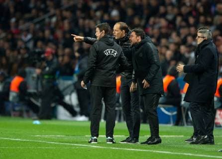 Paris Saint-Germain v Manchester United ManU UEFA Champions League Paris Saint-Germain manager Thomas Tuchel (2nd left) remonstrates with the refereeÕs assistant during the UEFA Champions League match at Parc des Princes, Paris Content Not Available For UK Newspapers Copyright: xRussellxHartx FIL-12959-0098