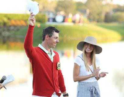 March 18, 2018 - Orlando, FL, USA - Rory McIlroy celebrates with wife Erica Stoll after winning the Arnold Palmer Invitational on March 18, 2018 at Bay Hill Club & Lodge in Orlando, Fla. Defending champion Rory McIlroy seeks first win since 2018 Arnold Palmer Invitational - ZUMAm67_ 20180318_zaf_m67_116 Copyright: xStephenxM.xDowellx