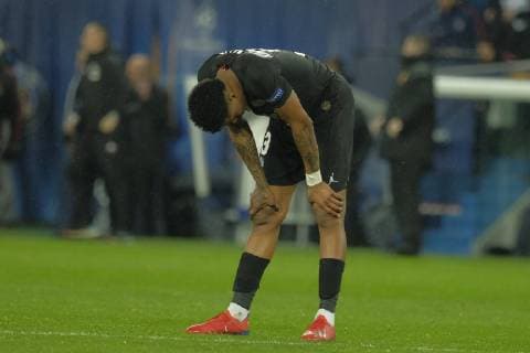 March 6, 2019 - Paris, France - Sadness of Paris SG Midfield DANI ALVES in action during the Round of 16 Second leg back of the Champions League Paris SG against Manchester United ManU at the Parc des Princes Stadium in Paris - France..Manchester United won 3-1 Soccer 2019 - Paris SG 1-3 Manchester United - ZUMAp119 20190306_zaf_p119_026 Copyright: xPierrexSteveninx