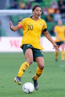 MELBOURNE, VIC - MARCH 06: Samantha Kerr (20) of Australia reacts after being offside during The Cup of Nations womens soccer match between Australia and Argentina on March 06, 2019 at AAMI Park, VIC. (Photo by Speed Media Icon Sportswire) SOCCER: MAR 06 Cup of Nations - Argentina at Australia Icon1903060190