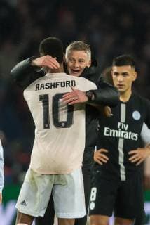 Paris France 06 03 2019 UEFA Champions League 2018 19 Season Round of 16 2nd leg Round of 16th finals Paris Saint Germain Manchester United Marcus Rashford MNU and coach Ole Gunnar Solskjaer MNU iin action DeFodi541