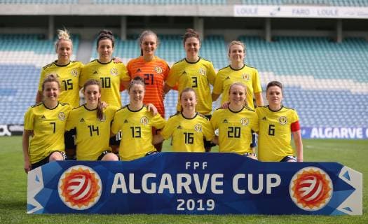 06 03 2019 xcex POR Faro Estadio Algarve Womens International Tournament Algarve Cup 2019 FPF Denmark vs. Scotland Team Photo Team Photo Team Photo Scotland