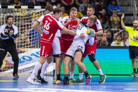 Düsseldorf Germany 09 March 2019 Handball DHB Men International 18 19 Germany vs Switzerland Philip Novak Switzerland Samuel Röthlisberger Roethlisberger Switzerland TVB Stuttgart Franz Semper SC DHfK Leipzig Mucas Champion Switzerland Düsseldorf ISS Dome Nordrhein Westfalen Germany