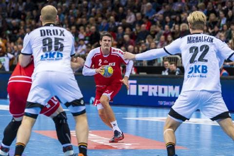 Düsseldorf Germany 09 March 2019 Handball DHB Men Laenderspiel 18 19 Germany vs Switzerland Andy Schmid Switzerland Rhein Neckar L wen Marian Michalczik Germany GWD Minden Düsseldorf ISS Dome Nordrhein Westfalen Germany