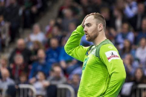 Düsseldorf Germany 09 March 2019 handball DHB men international 18 19 Germany vs Switzerland goalkeeper Andreas Wolff Germany THW Kiel dissatisfied disappointed disappointed down frustrated Düsseldorf ISS Dome North Rhine Westphalia Germany