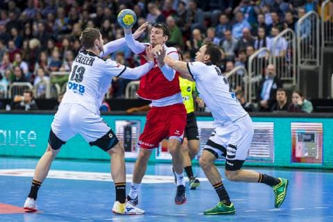 Düsseldorf Germany 09 March 2019 Handball DHB Men International 18 19 Germany vs Switzerland vs li Hendrik Pekeler Germany THW Kiel Andy Schmid Switzerland Rhein Neckar L wen Kai Häfner Haefner Germany TSV Hannover Düsseldorf ISS Dome Nordrhein Westfalen Germany