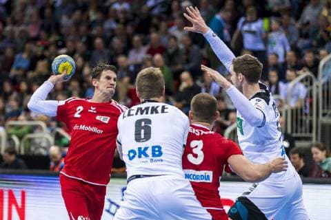 Düsseldorf Germany 09 March 2019 Handball DHB Men International 18 19 Germany vs Switzerland vs Andy Schmid Switzerland Rhein Neckar L wen Finn Lemke Germany MT Melsungen Mucas Champion Switzerland Hendrik Pekeler Germany THW Kiel Düsseldorf ISS Dome Nordrhein Westfalen Germany