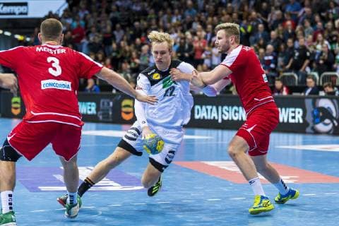Düsseldorf Germany 09 March 2019 Handball DHB Men International 18 19 Germany vs Switzerland vs li Mucas Champion Switzerland Marian Michalczik Germany GWD Minden Samuel Röthlisberger Roethlisberger Switzerland TVB Stuttgart Düsseldorf Düsseldorf ISS Dome Nordrhein Westfalen Germany