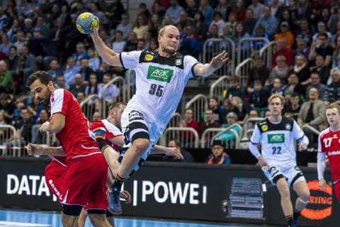 Düsseldorf Germany 09 March 2019 Handball DHB Men Laenderspiel 18 19 Germany vs Switzerland Paul Drux Germany Fuechse Berlin Düsseldorf ISS Dome Nordrhein Westfalen Germany