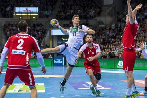 Düsseldorf Germany 09 March 2019 Handball DHB Men International 18 19 Germany vs Switzerland vs Andy Schmid Switzerland Rhein Neckar L wen Sebastian Heymann Germany Fresh On Goeppingen Mucas Champion Switzerland Düsseldorf ISS Dome North Rhine-Westphalia Germany
