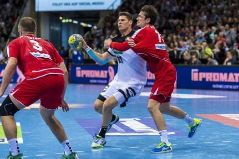 Düsseldorf Germany 09 March 2019 Handball DHB Men International 18 19 Germany vs Switzerland vs li Mucas Champion Switzerland Sebastian Heymann Germany Fresh On Goeppingen Nicolas Raemy Switzerland Düsseldorf ISS Dome North Rhine-Westphalia Germany