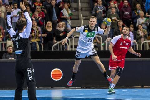Düsseldorf Germany 09 March 2019 Handball DHB Men International 18 19 Germany vs Switzerland v li Marc Winkler Switzerland Timo Kastening Germany TSV Hannover Mucas Champion Switzerland Düsseldorf ISS Dome Nordrhein Westfalen Germany