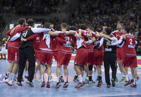 Handball international Germany vs. Switzerland Germany Switzerland 27 29 Handball international in Düsseldorf Final cheer Switzerland