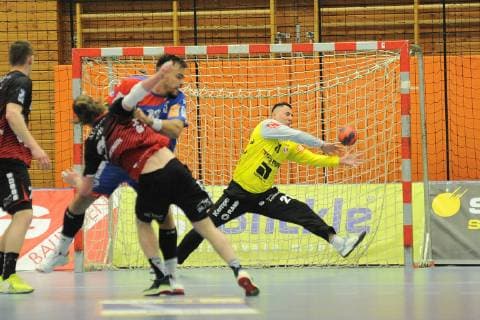 Vladimir Bozic HBW Balingen Weilstetten 21 in goal Handball Men DKB 2 Bundesliga 09 03 2019 Photo TBaur Eibner HBW Balingen Weilstetten vs HSG Nordhorn Lingen Balingen Copyright: xEIBNER TobiasxBaurx EP_TBR