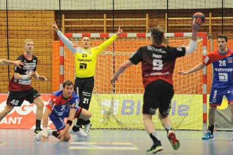 Vladimir Bozic HBW Balingen Weilstetten 21 in goal Handball Men DKB 2 Bundesliga 09 03 2019 Photo TBaur Eibner HBW Balingen Weilstetten vs HSG Nordhorn Lingen Balingen Copyright: xEIBNER TobiasxBaurx EP_TBR