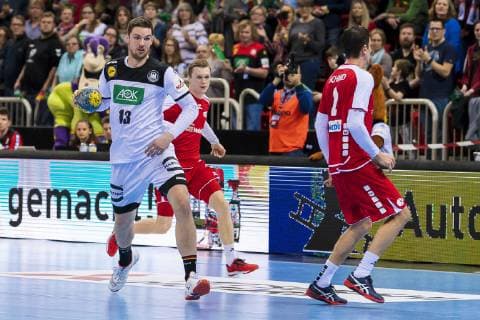 Düsseldorf Germany 09 March 2019 Handball DHB Men International 18 19 Germany vs Switzerland Hendrik Pekeler Germany THW Kiel Andy Schmid Switzerland Rhein Neckar Löwen Düsseldorf ISS Dome Nordrhein Westfalen Germany