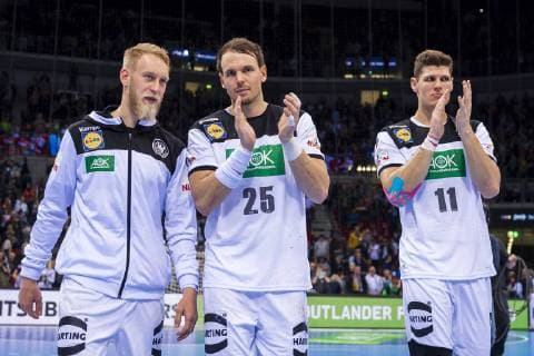 Düsseldorf Germany 09 March 2019 Handball DHB Men International 18 19 Germany vs Switzerland v left Matthias Musche Germany SC Magdeburg Kai Häfner Haefner Germany TSV Hannover Sebastian Heymann Germany Frisch Auf Goeppingen Düsseldorf ISS Dome Nordrhein Westfalen Germany