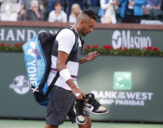 March 09, 2019 Nick Kyrgios (AUS) leaves the court after losing his match against Philipp Kohlschreiber (GER) during the 2019 BNP Paribas Open at Indian Wells Tennis Garden in Indian Wells, California. CSM Tennis 2019: BNP Paribas Open MAR 09 - ZUMAc04_ 20190309_zaf_c04_669 Copyright: xCharlesxBausx