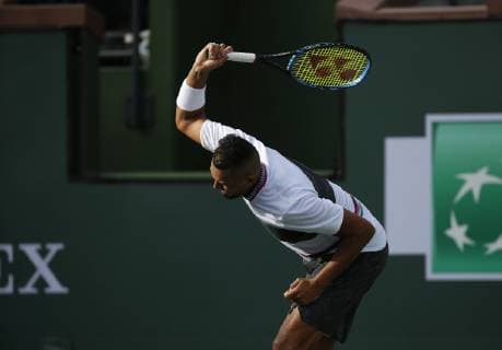 March 09, 2019 Nick Kyrgios (AUS) throws his racquet during his match against Philipp Kohlschreiber (GER) during the 2019 BNP Paribas Open at Indian Wells Tennis Garden in Indian Wells, California. CSM Tennis 2019: BNP Paribas Open MAR 09 - ZUMAc04_ 20190309_zaf_c04_658 Copyright: xCharlesxBausx