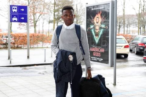 11 03 2019 Football Season 2018 2019 Champions League Departure of FC Schalke 04 to Manchester England Rabbi Matondo FC Schalke 04 Münster Airport Germany