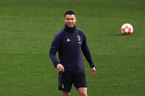 Cristiano Ronaldo of Juventus during the training session at the Juventus Training centre, Turin, Italy. Picture date 11th March 2019. Picture credit should read: Jonathan Moscrop Sportimage EDITORIAL USE ONLY. No use with unauthorised audio, video, data, fixture lists, club league logos or live services. Online in-match use limited to 120 images, no video emulation. No use in betting, games or single club league player publications. YODA6696.JPG