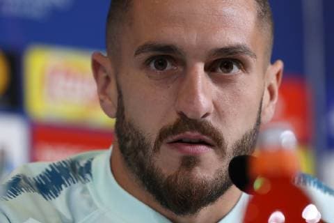 Koke of Atletico Madrid during the press conference PK Pressekonferenz at the Allianz Stadium, Turin, Italy. Picture date 11th March 2019. Picture credit should read: Jonathan Moscrop Sportimage EDITORIAL USE ONLY. No use with unauthorised audio, video, data, fixture lists, club league logos or live services. Online in-match use limited to 120 images, no video emulation. No use in betting, games or single club league player publications. YODA7011.JPG