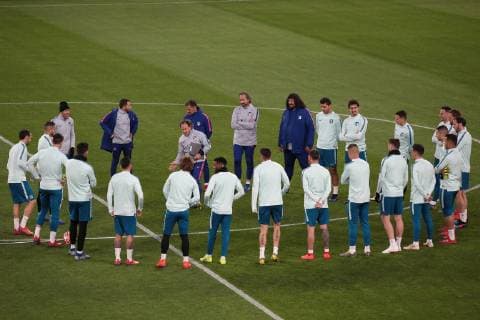 Atletico Madrid players pictured together during the training session at the Allianz Stadium, Turin, Italy. Picture date 11th March 2019. Picture credit should read: Jonathan Moscrop Sportimage EDITORIAL USE ONLY. No use with unauthorised audio, video, data, fixture lists, club league logos or live services. Online in-match use limited to 120 images, no video emulation. No use in betting, games or single club league player publications. ADPB8853.JPG