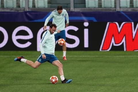 Diego Godin of Atletico Madrid during the training session at the Allianz Stadium, Turin, Italy. Picture date 11th March 2019. Picture credit should read: Jonathan Moscrop Sportimage EDITORIAL USE ONLY. No use with unauthorised audio, video, data, fixture lists, club league logos or live services. Online in-match use limited to 120 images, no video emulation. No use in betting, games or single club league player publications. YODA7641.JPG